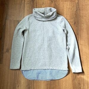 J. Crew Cowl Neck Gray Sweatshirt with Blue Stripe layer Sz XS